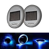Car Cup Mat Sunsbell Solar LED Cup Holder Light Mat Pad Waterproof Light Sensor Cup Pad Coaster Mat - USB Car Interior Decoration Light Lamp (2 pcs)