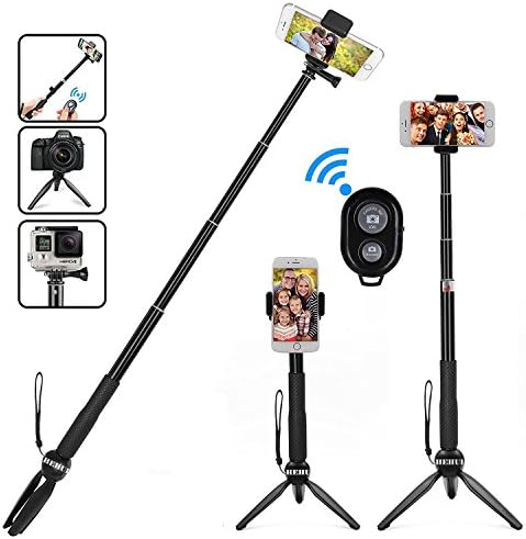 HEHUI Bluetooth Selfie Stick, Extendable Selfie Stick with Wireless Remote and Tripod Stand Selfie Stick for iPhone 8/8 Plus/iPhone X/iPhone 7/7 Plus/Galaxy S9/S9 Plus/Note 8/S8/S8 Plus/More