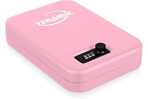 TENAMIC Pistol Safe, Portable Travel Gun Safe, Solid Steel Handgun Lock Box for Home, Gun Safes for Car, Pink