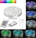 Color LED Vase Light, Kitosun LED Light,Rechargeable Battery Powered Reusable LED Light Base for Halloween Party Wedding Vase Home Decoration