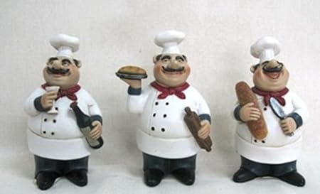 Set Of 3 Fat Chef Statues Kitchen Decoration Italian Bistro