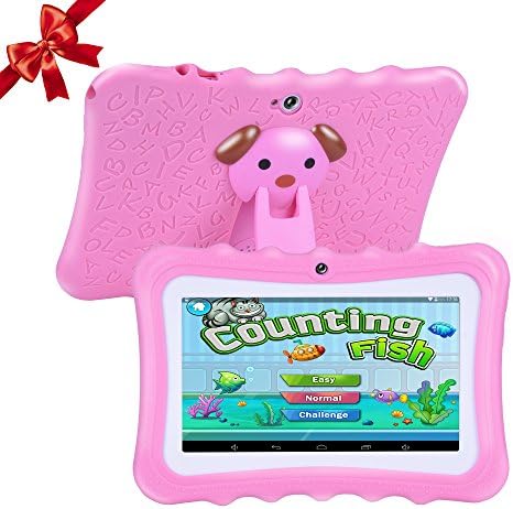 【UPGRADE 】TUFEN Best Tablet for Kids, 7'' HD Display with Silicone Case (1GB RAM + 8GB ROM, Android 6.0，Playstore, Youtube, Netflix, IWAWA,Wifi, bluetooth, Double Camera &amp; Speakers) (Q768 Pink)