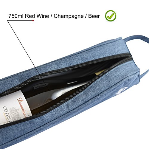 Freshore Insulated Single Wine Tote Bag Carriers For Cooler Restaurant As Christmas Gift - Firmly Store Corkscrew (Classical Gray)