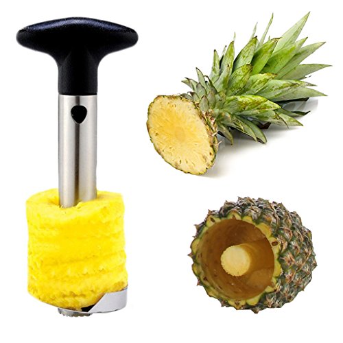 Ambox Pineapple Corer, Silver Stainless Steel Pineapple Easy De-Corer Cutter Slicer Wedger Dicer Peeler Fruit Tool and Stem Remover Blades for Diced Fruit Rings Ambox Pineapple Corer, Silver Stainless Steel Pineapple Easy De-Corer Cutter Slicer Wedger Dicer Peeler Fruit Tool and Stem Remover Blades for Diced Fruit Rings