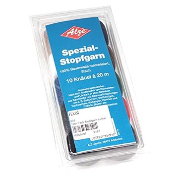 Spezial-Stopfgarn-Set Stopf-Twist zum Ausbessern von Dünnstellen/Löchern in Baumwolltextilien 10 dunkle Farben/ 20 m
