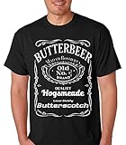 Raw T-Shirt's Vintage Butterbeer - Old No. 9 3/4 - Harry Potter Butter Scotch Men's T-Shirt (Large, Black)