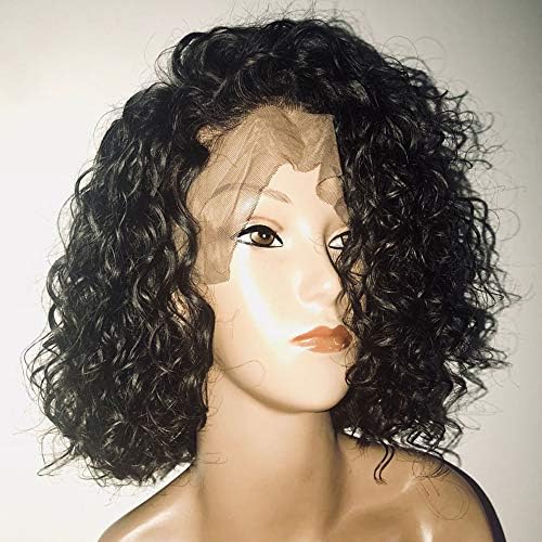 SeraphicWig 14inch Curly Short Lace Front Wig Brazilian Virgin Human Hair Lace Front Wigs For Women Kinky Curly Bob Lace Wig Pre Plucked Natural Colour 150% Density