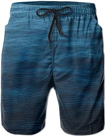 YEZISHUAI Men Casual Stretch Calm Sea 3D Printing Board Short Trunk