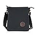 Ibagbar Small Vintage Cotton Canvas Messenger Bag Ipad Bag Shoulder Satchel Crossbody Bag Hiking Traveling Bag for Men and Women Black
