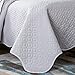 AYASW Bedspread Only Queen Size Lightweight Pinsonic White Bedspread All-Season 1 Piece The Copper Pattern for Queen Bed Reversible White and Light Grey Easy Care Summer Decor