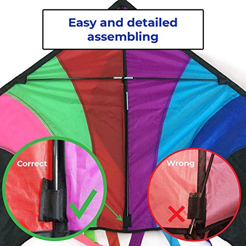 Stoie's Huge Rainbow Kite for Kids and Adults-1.6M Wide-100 Meter String-Rainbow Color-Built to Last - Thumbnail 3