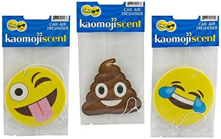 Novelty 5 Piece Set Emoji Hanging Car Air Fresheners Black Ice Scent
