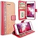 iPhone 6 Case, iPhone 6S case, iPhone 6 / 6S Wallet Case, Cellularvilla Shiny Diamond Bling [Credit Card Holder Slot] Protective Pu Leather Wallet Case for Apple iPhone 6 / 6S 4.7 inch - Peach Pink