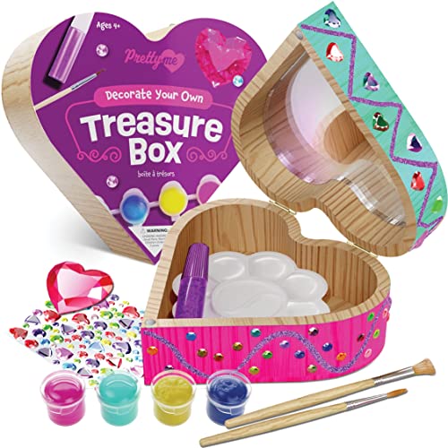 Paint Your Own Wooden Kids Heart Treasure Box Kit Art Kits for