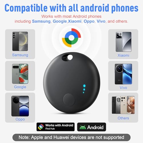 Android Smart Tracker Tag, Android Bluetooth Tracker Tag Locator Tracker Tag for Luggage/Bags/Wallets/Backpacks, Keys Find Objects Compatible "Google Find Hub"