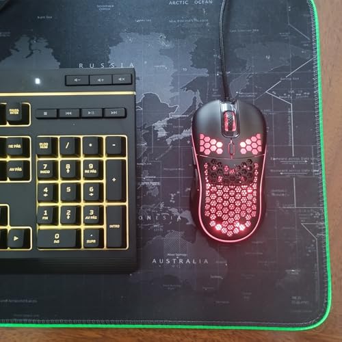 GADIRIA D110 Wired Gaming Mouse - Ultralight Honeycomb Design, 7200 dpi, 6 Programmable Buttons, RGB, USB-A + USB-C - Gaming Mouse for PC, Mac, Windows 10/11 and Linux (Matte White)