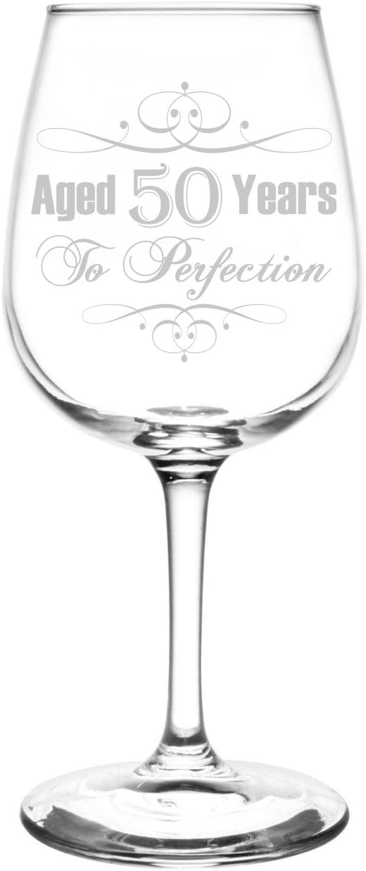 Download Amazon Com Personalized Custom 50th Aged To Perfection Elegant Vintage Birthday Celebration Inspired Laser Engraved 12 75oz Libbey All Purpose Wine Taster Glass Wine Glasses
