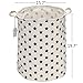 Sea Team 19.7 Inches Large Sized Waterproof Coating Ramie Cotton Fabric Folding Laundry Hamper Bucket Cylindric Burlap Canvas Storage Basket with Stylish Stars Design (19.7