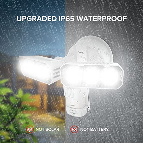SANSI 38W 5000LM Luces de sensor de movimiento al aire libre, luces de inundación al aire libre con detector de 4 modos ajustables, equivalente a 500W 5000K de atardecer a amanecer, IP65 impermeable