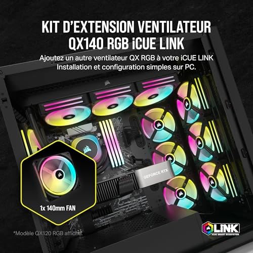 iCUE Link QX140 RGB à Dôme Magnétique de 140mm Ventilateur - Noir