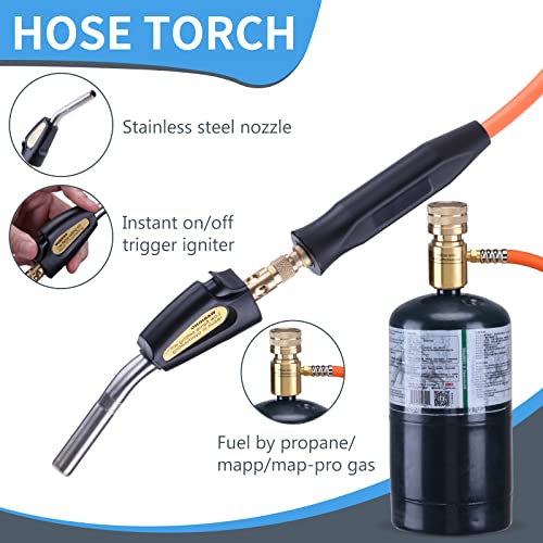 Propane Torch Trigger Start, Mapp Gas Torch with Hose 3.6FT, Welding