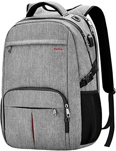 Large Travel Backpack,TSA Durable Slim School College Student Laptop Backpack with USB Charging&amp;Headphones Hole for Girls and Boys,Water-Resistant Business Computer Bag for 17 Inch Laptop/Tablet-Grey