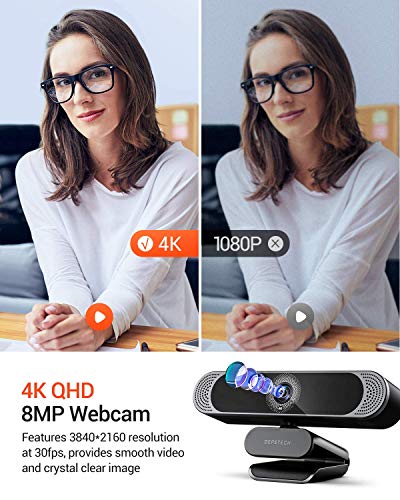 Webcam with Microphone, DEPSTECH 4K Webcam Sony Sensor Autofocus Web Camera with Privacy Cover and Tripod, 8MP USB… - Image 2