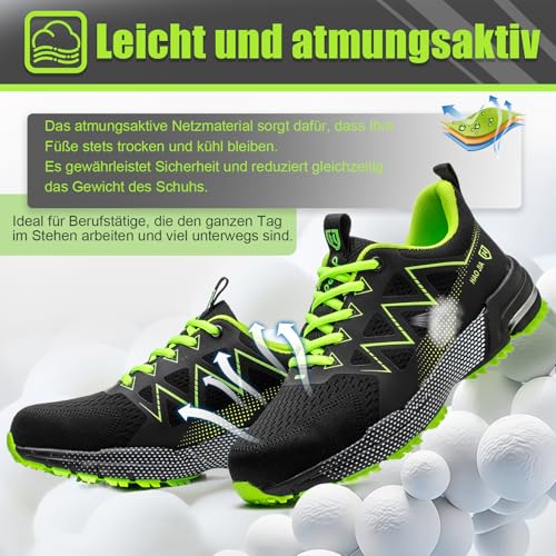 Safety Shoes for Men Women Non-Slip Work Sneakers Lightweight Comfortable Breathable Safety Footwear with Steel Toe