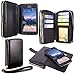 S6 Active Case, Galaxy S6 Active Case, Cellularvilla wallet bag Case, PU Leather Flip [Card Slots] Case, [Zipper Wallet] [Magnetic Detachable] Back Cover For Samsung Galaxy S6 Active G890 (Black)