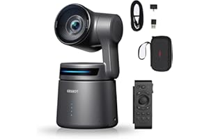 OBSBOT Tail AIR NDI Streaming PTZ Camera,Smart RC Controller,4K AI-Powered Webcam,1.8" CMOS,f/1.8 Aperture,AI Track,Gesture & Remote Control,Wired&Wireless Connection,LiveStream for Church/Music Live