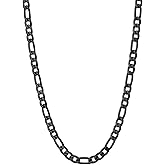 U7 Twisted Rope Chain, Figaro Chain, Men Stainless Steel Necklace and Bracelet Set, 3mm 5mm 6mm 9mm Black Gold Silver Chains Necklaces for Men Women 16"-30"