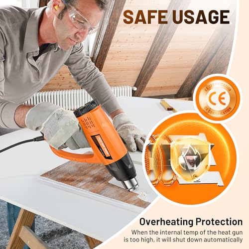 Seekone Heat Gun Kit with 2-Temperature Control (60°C - 600°C), Hot Air Fan, Hot Air Dryer, 4 Attachment Nozzles for Targeted Despeckling, Soldering and Shrinking