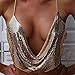 Victray Sequins Body Chain Bra Bikini Crop Top Beach Body Chains Fashion Body Accessory Jewelry for Women and Girls (Gold)