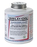 Weldon 87725 White Seal Plus Plastic and Metal Pipe Thread Sealant with Brush in Cap Applicator, 1/4 Pint, White