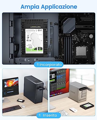 ORICO Mounting Frame for Hard Drives 5 Pieces Internal Hard Drive Adapter from 2.5 Inches to 3.5 Inches Removable Mounting Brackets for 2.5 Inches SATA HDD or SSD Included Screws -1125SS-5