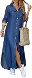 Kuraki Women's Oversized Button Front Maxi Shirt