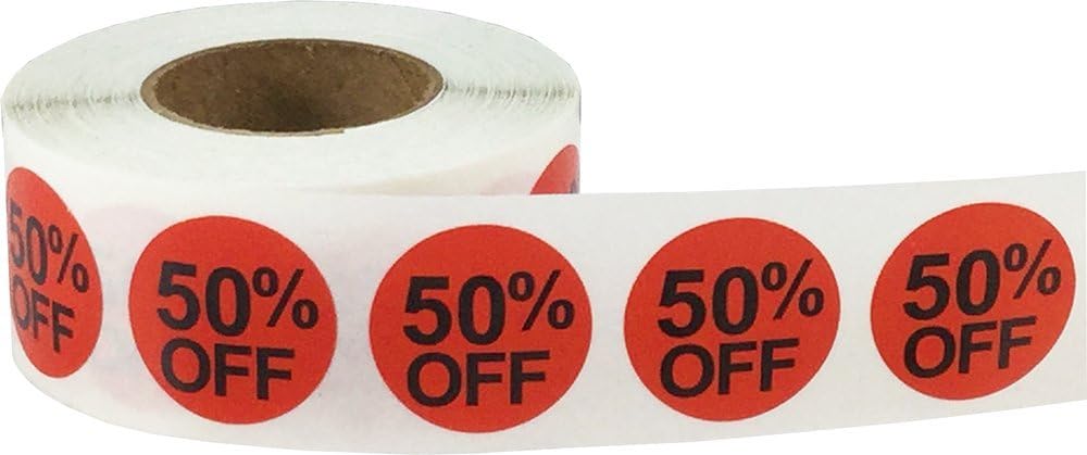 Red 50 Sale Stickers, 19 mm 3/4 Inch Retail Labels 500 Pack - Image 3