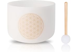 SEVENBOWLS Singing Bowls 528hz C Note 8-Inch Flower Of Life Crystal Singing Bowl With A Free Mallet And O-Ring For Sound Healing, Meditation, Yoga, And Sound Baths