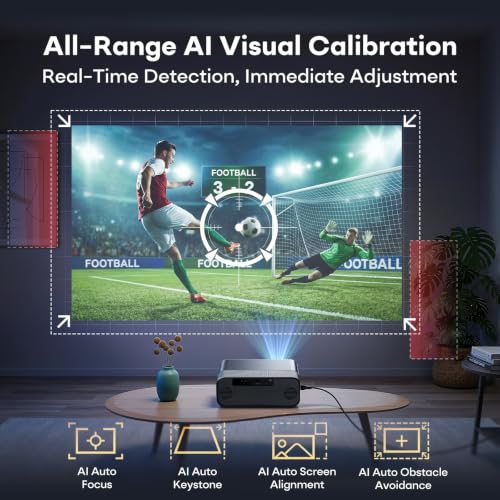 Boldever 1500 ANSI Google TV Smart Projector, 4K Projector with WiFi and Bluetooth, 20W HiFi Speaker, Auto Focus & Auto Keystone, HDR10, Portable Movie Projecteur for Outdoor and Indoor Home Theater