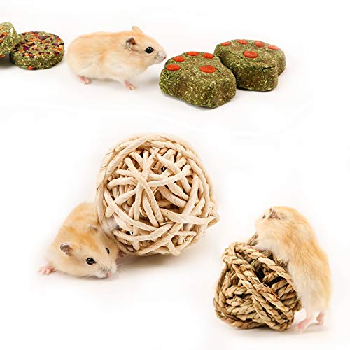NA Ruisheng15 Pcs Rabbit Chew Toys, Natural Timothy Grass Teeth Grinding Cakes, Mixed Bunny Treats Different Flavor Chew Toys for Hamster Guinea Pig Chinchilla and Other Small Animals (H 01)
