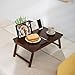 Laptop Lap Desk NNEWVANTE Bed Tray Table Adjustable 100% Bamboo Foldable Laptop Table Breakfast Serving Tray w' Tilting Top Drawer Leg Lock- Chestnut Color