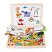 Diwenhouse Toddler Puzzles Wooden Magnetic Board, Kids Toys Educational Travel Puzzle Games Double Sided Drawing Easel for Boys and Girls (Forest)