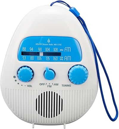 Sarini Waterproof Wireless FM AM Bathroom Shower Radio Portable Battery Digital