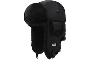 SIOLYAG Winter Trapper Hat,100% Rabbit Fur Russian Ushanka Aviator Hunting Ski Hat Winter Hat with Ear Flaps