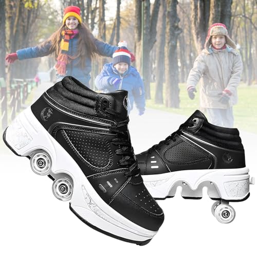 Schuhe mit Rollen fuir Madchen,Rollschuhe Kinder und Sneakers 2 in1, Deformed Roller Skates Jungen als Weihnachts- und Geburtstagsgeschenke (C, EU-41)