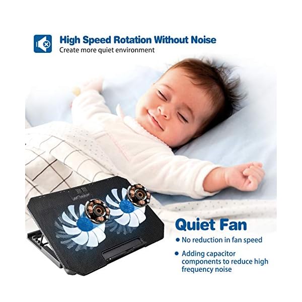 Tendak Laptop Cooling Pad, Laptop Cooler Cooling Pad, Laptop Cooling Bracket, with Two Turbo Fans, 2 USB Ports, 5…