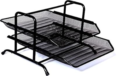 Dealcrox Magazine Tray 2 Layer Metal Mesh Tray (Black)