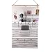 VIVIMONKEY Hanging Organizer with Pockets Fabric Wall Door Storage Home Cloth Closet Organizing Bags - Blue Stripe (12 Pockets with Pothook)