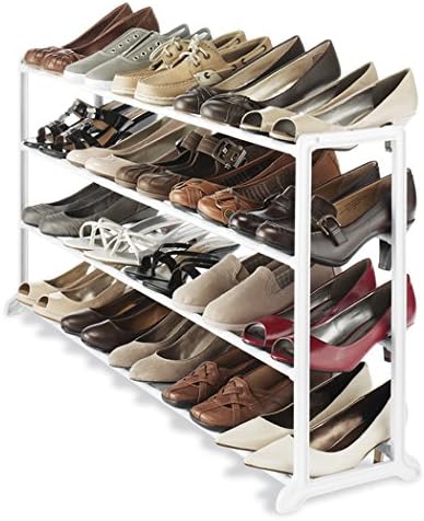 Durable White Resin Frame Home Office Dorm Room Under Most Hanging Clothes 20 Pairs of Shoes Rack Floor Shoe Stand