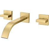 sumerain Gold Bathroom Faucet Wall Mount Bathroom Sink Faucet with Rough in Valve